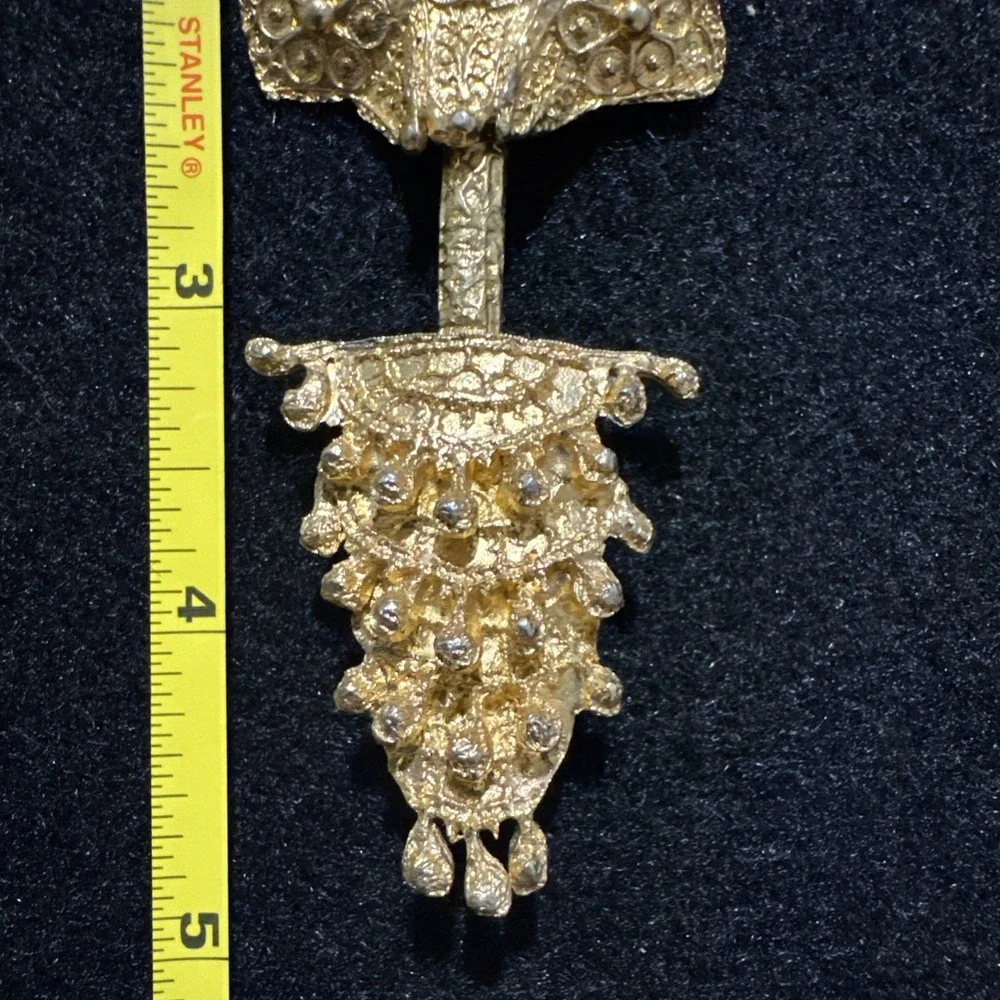 Rare Vintage Frederick Mosell Flower Brooch Large Gold Tone Signed Faux Pearls